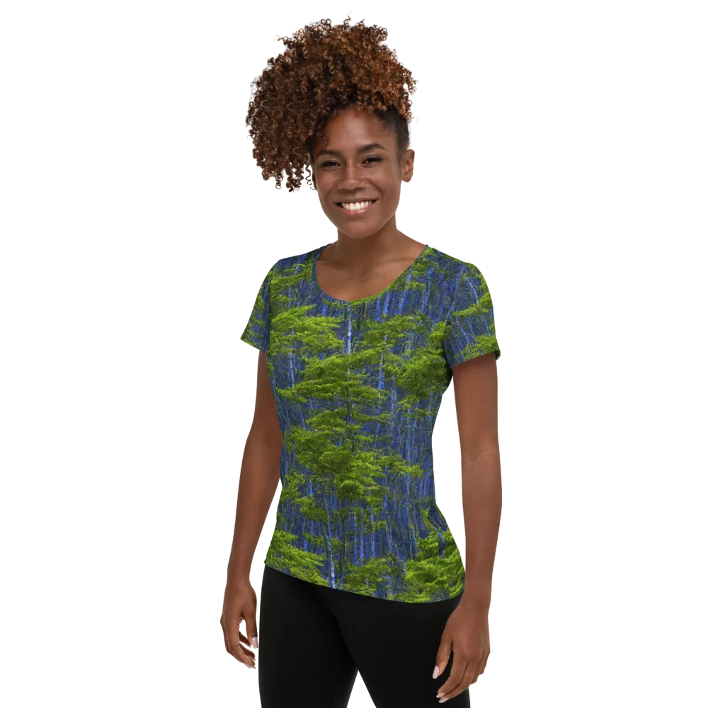 Cobalt Forest on Women's Athletic T-Shirt — Left