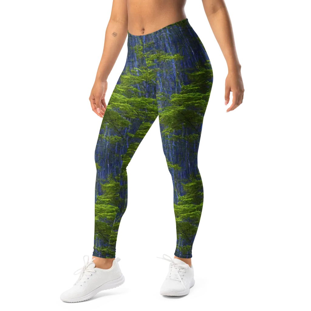 Cobalt Forest on Leggings — Left Front