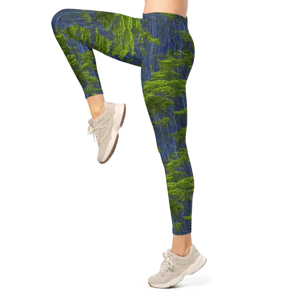 Cobalt Forest on Leggings — Left