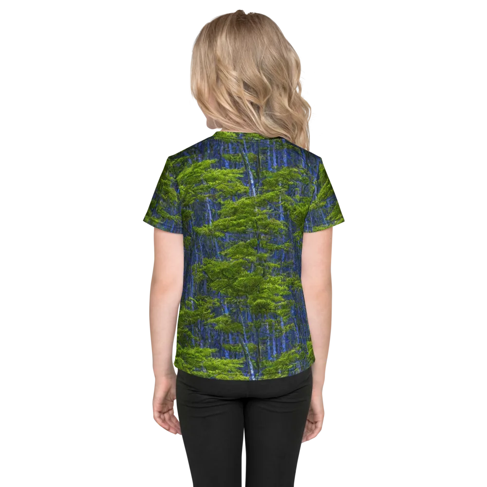 Cobalt Forest on Kids Crew Neck T-Shirt — Back