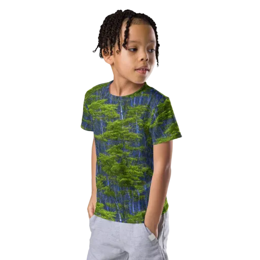 Cobalt Forest on a Kids Crew Neck T-Shirt