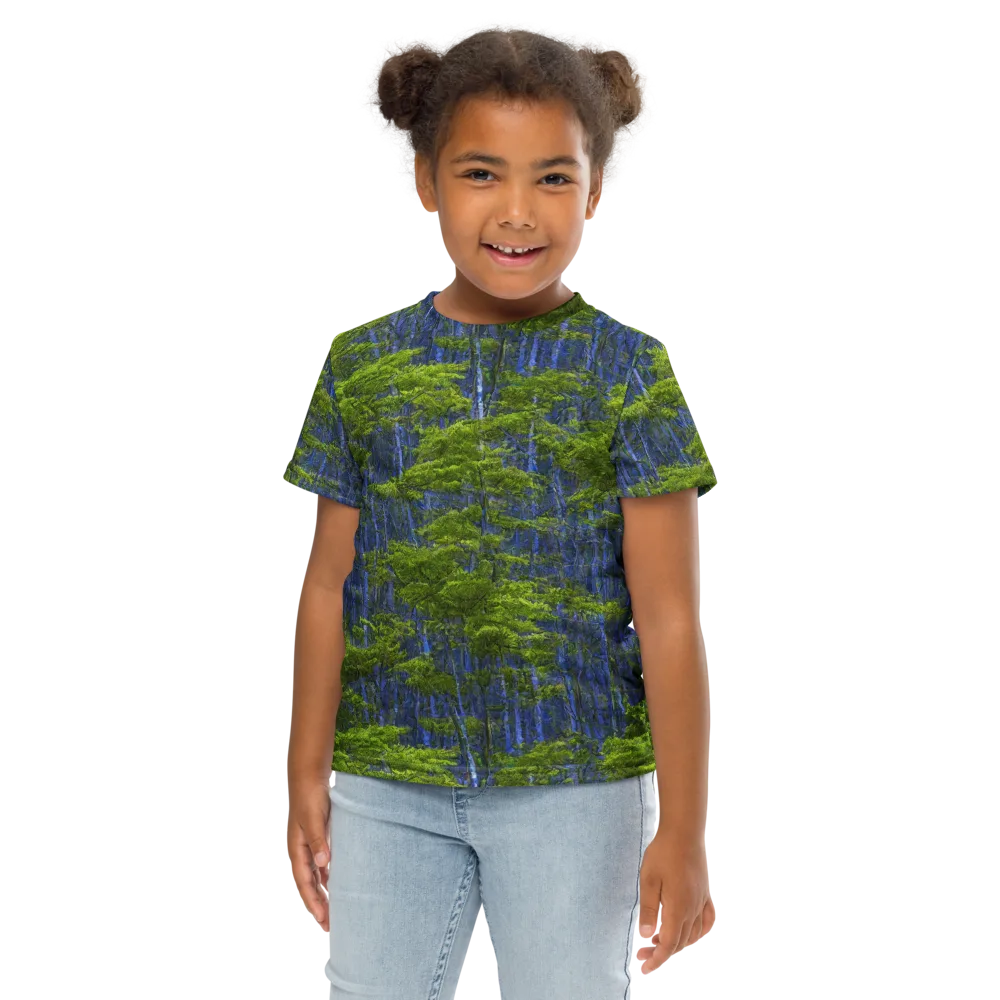 Cobalt Forest on Kids Crew Neck T-Shirt — Front