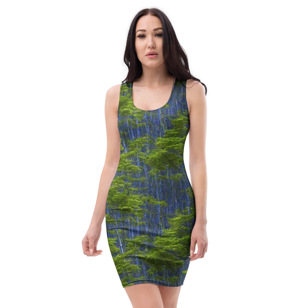 Cobalt Forest on Bodycon Dress — Front