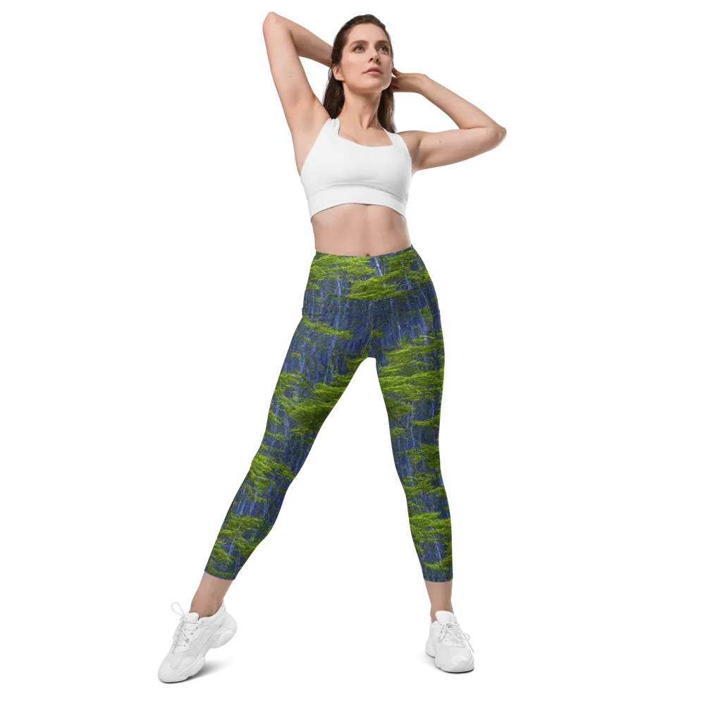Cobalt Forest on Leggings with Pockets — Front