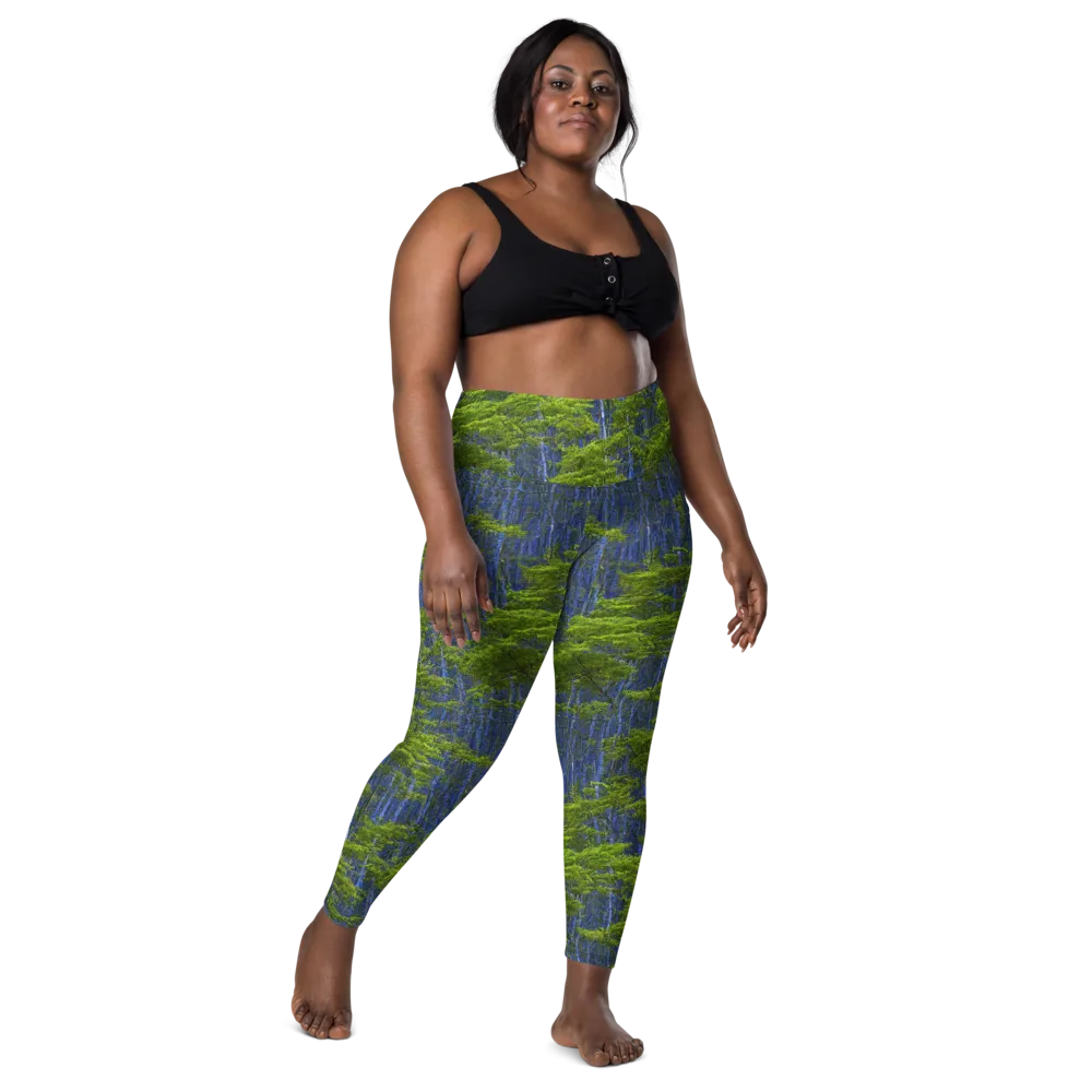 Cobalt Forest on Leggings with Pockets — Front