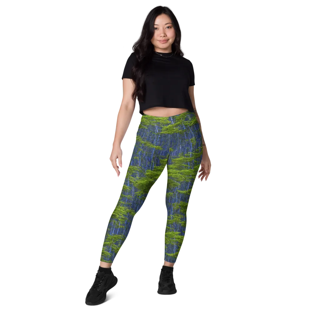 Cobalt Forest on Leggings with Pockets — Front