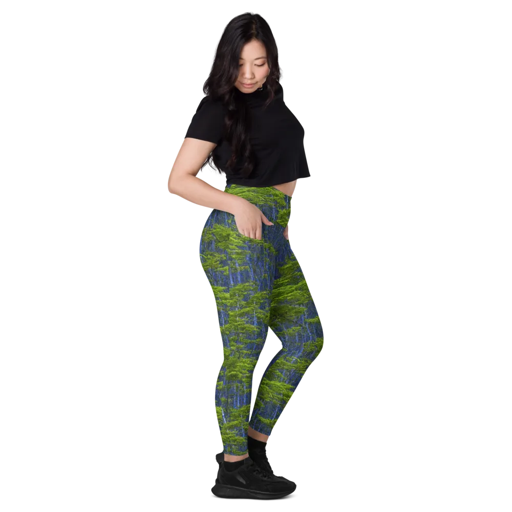 Cobalt Forest on Leggings with Pockets — Right
