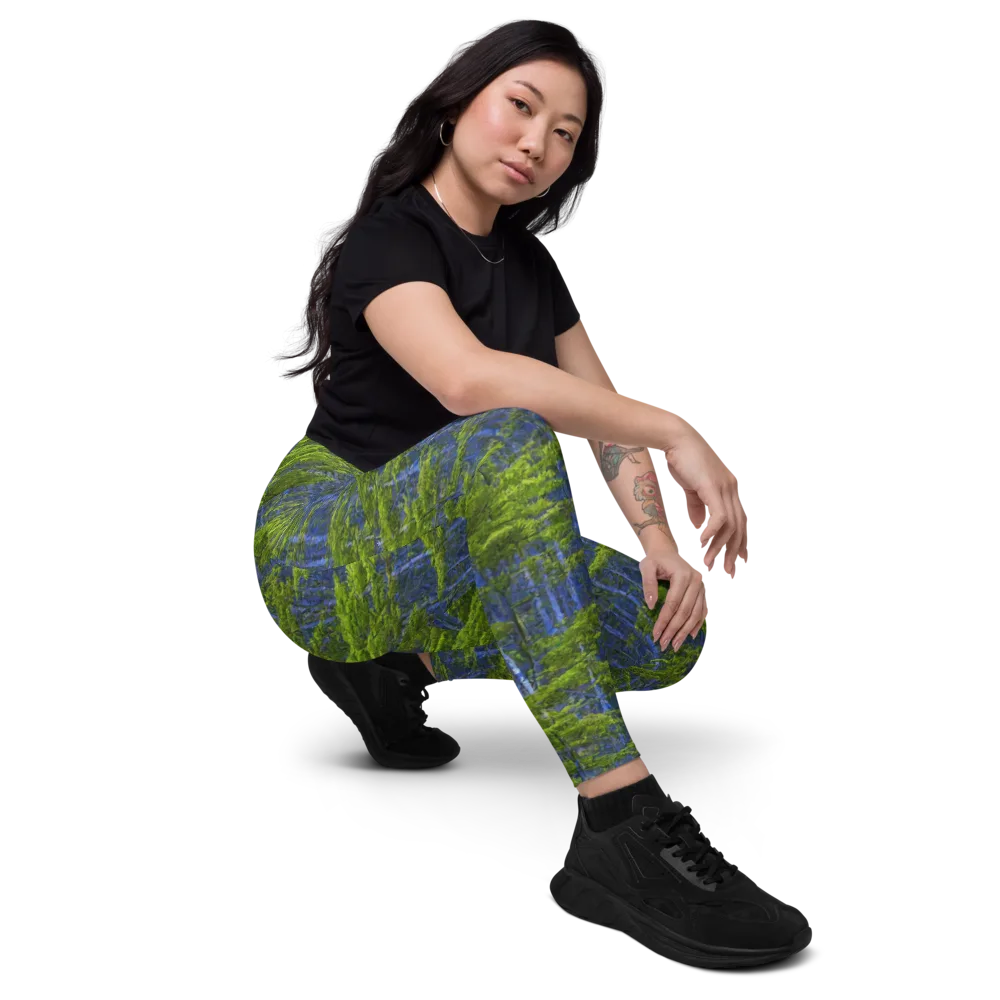 Cobalt Forest on Leggings with Pockets — Right Front