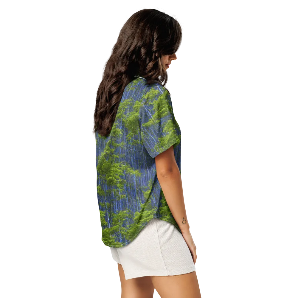 Cobalt Forest on Women's Short Sleeve Pajama Top — Right Back