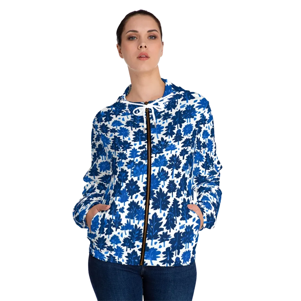 Bluewood Scatter on Women's Full-Zip Hoodie — Front On Person