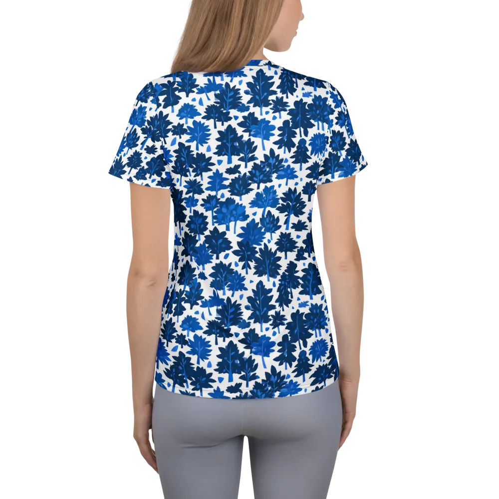Bluewood Scatter on Women's Athletic T-Shirt — Back