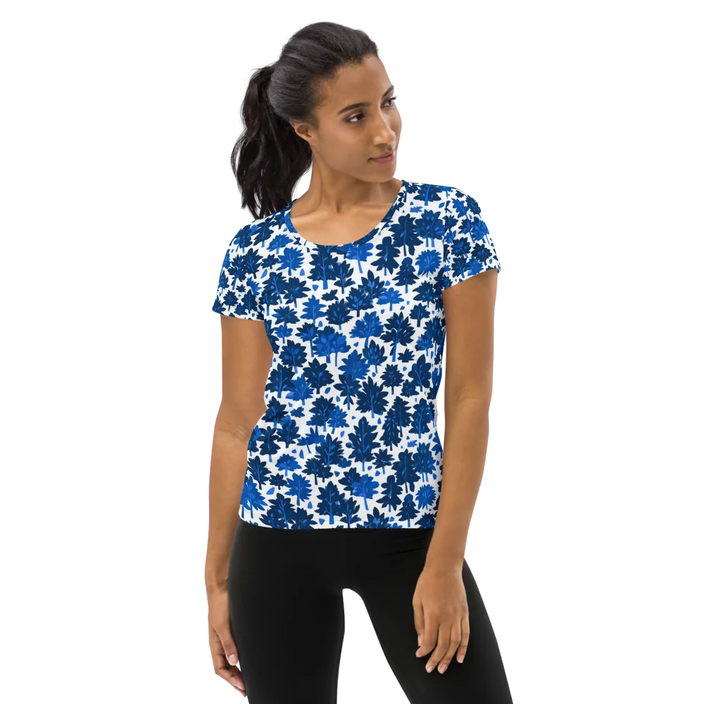 Bluewood Scatter on Women's Athletic T-Shirt — Front