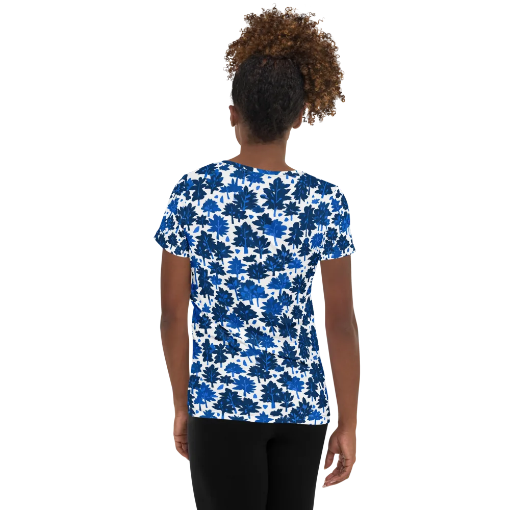 Bluewood Scatter on Women's Athletic T-Shirt — Back