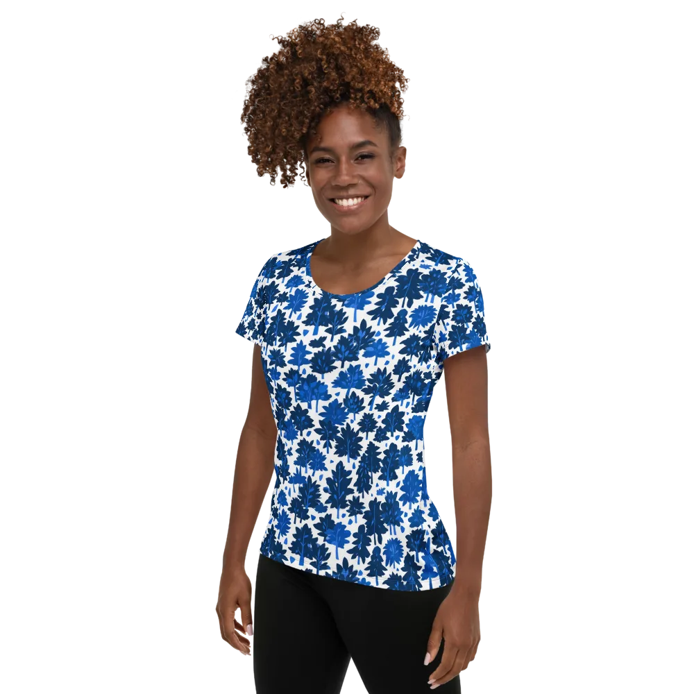 Bluewood Scatter on Women's Athletic T-Shirt — Left