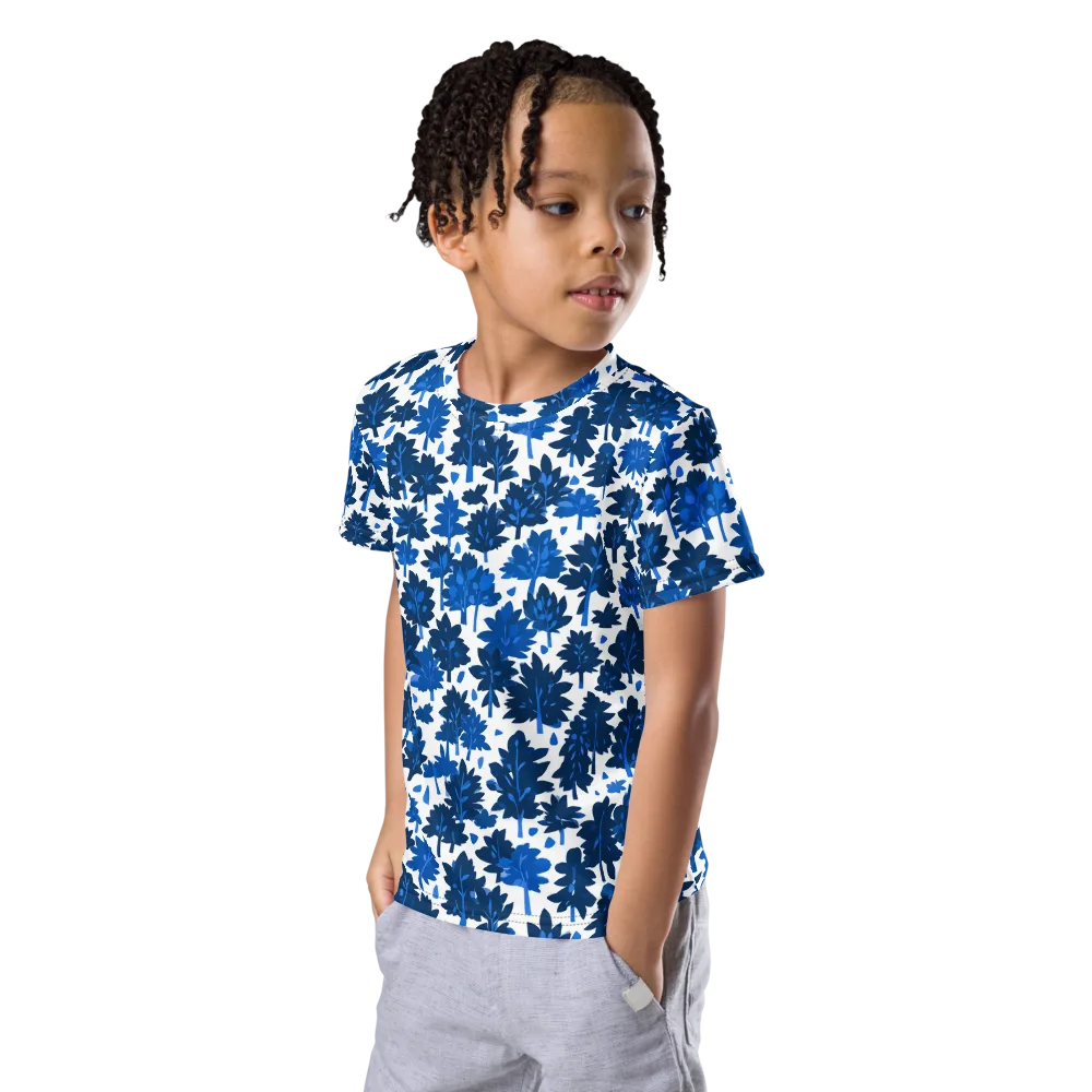Bluewood Scatter on Kids Crew Neck T-Shirt — Left Front