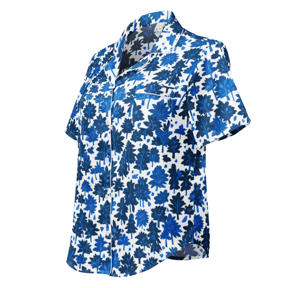 Bluewood Scatter on Women's Short Sleeve Pajama Top — Left Front