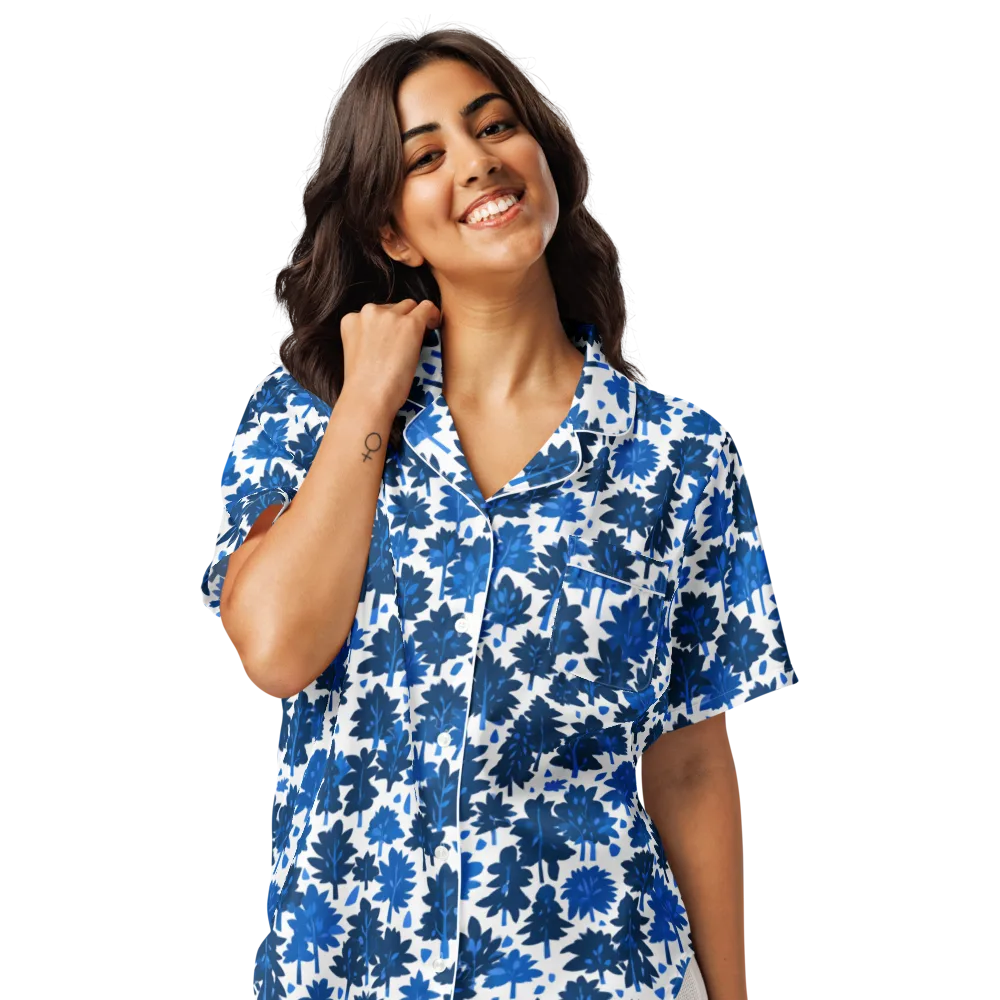 Bluewood Scatter on Women's Short Sleeve Pajama Top — Front