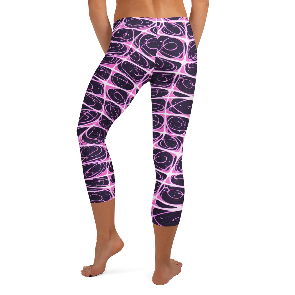Pink Nebula on Capri Leggings — Back