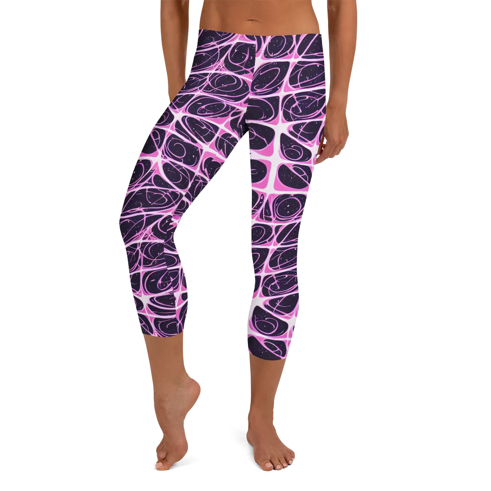 Pink Nebula on Capri Leggings — Front