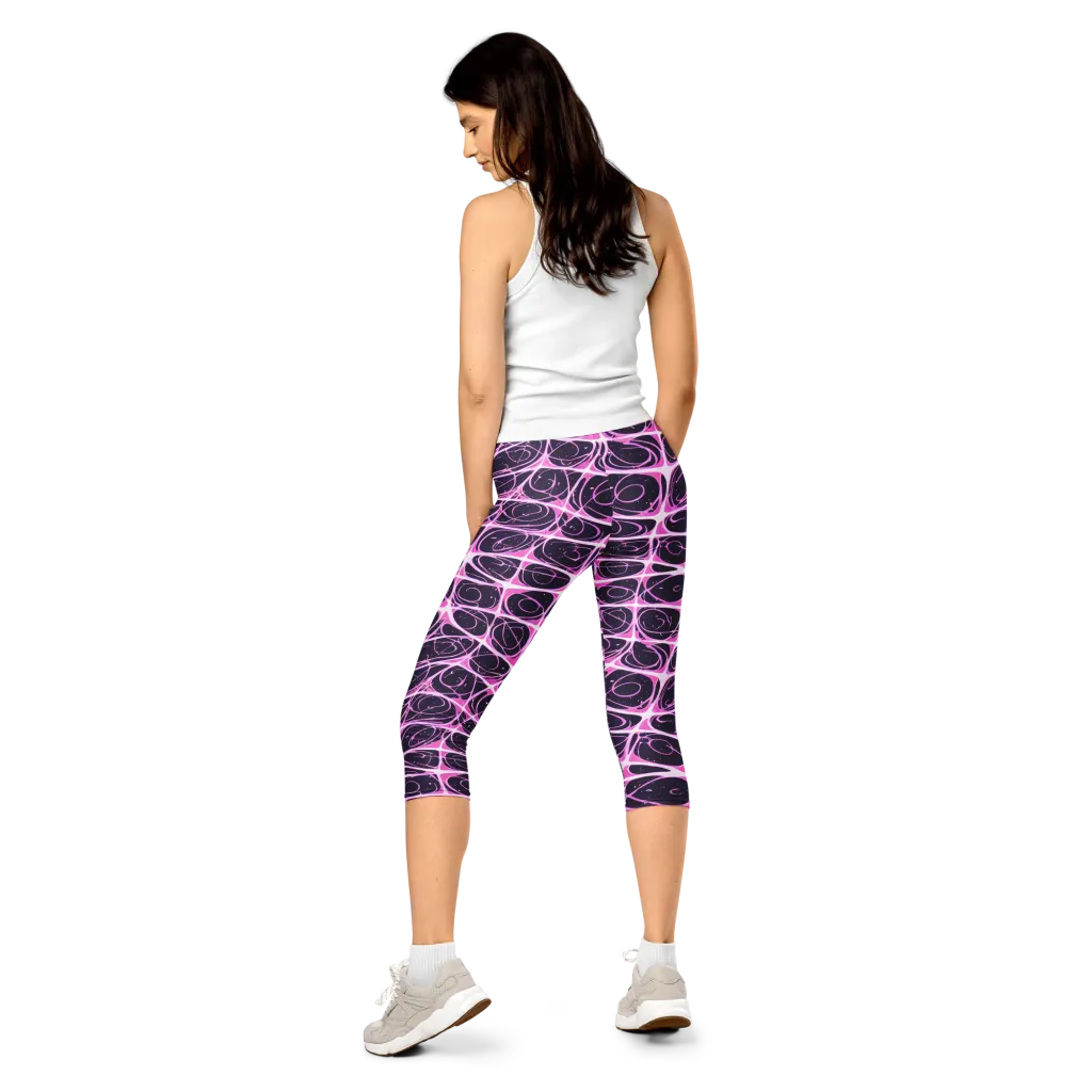 Pink Nebula on Capri Leggings — Back