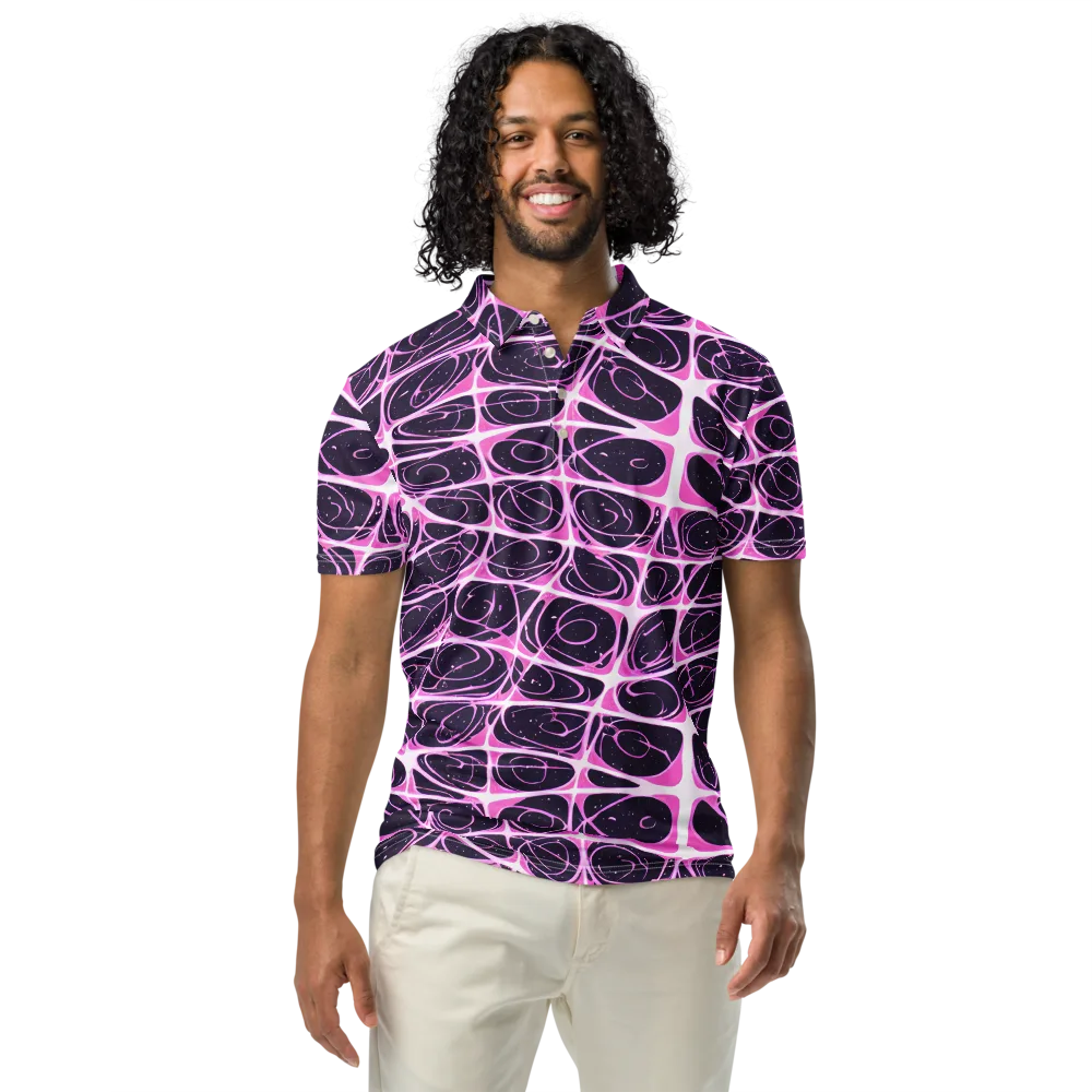 Pink Nebula on Men's Slim Fit Polo Shirt — Front