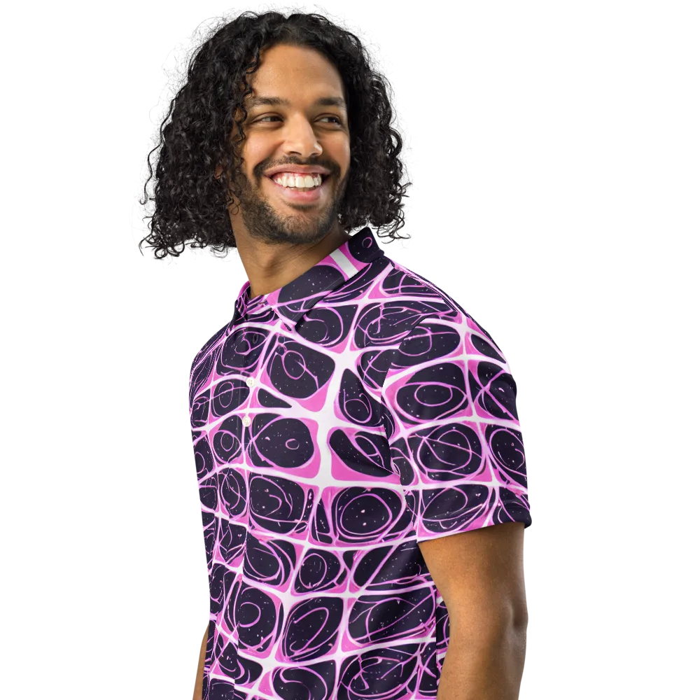 Pink Nebula on Men's Slim Fit Polo Shirt — Left Front