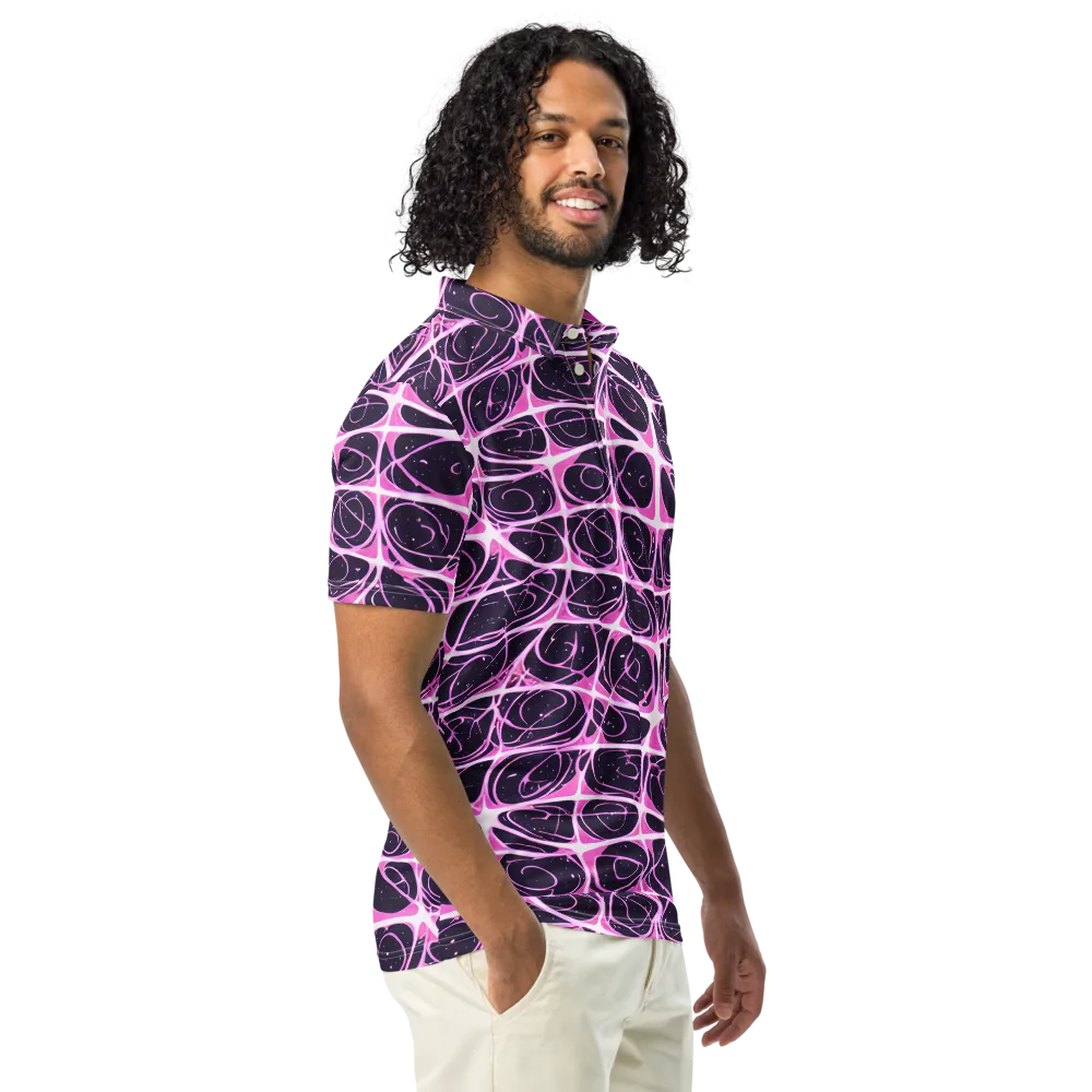 Pink Nebula on Men's Slim Fit Polo Shirt — Right Front