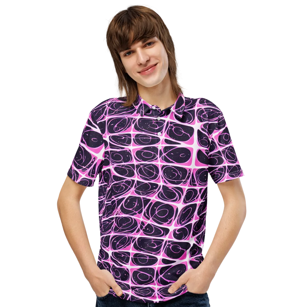 Pink Nebula on Men's Slim Fit Polo Shirt — Front
