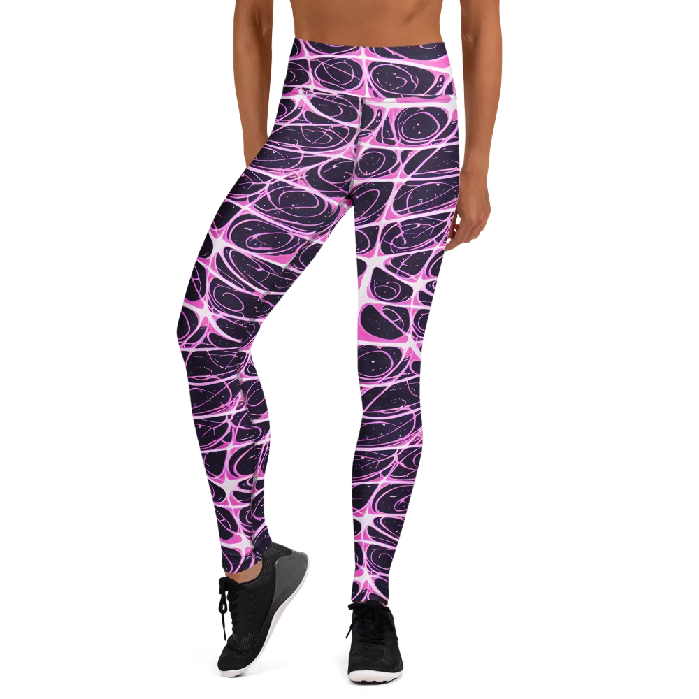Pink Nebula on Yoga Leggings — Front