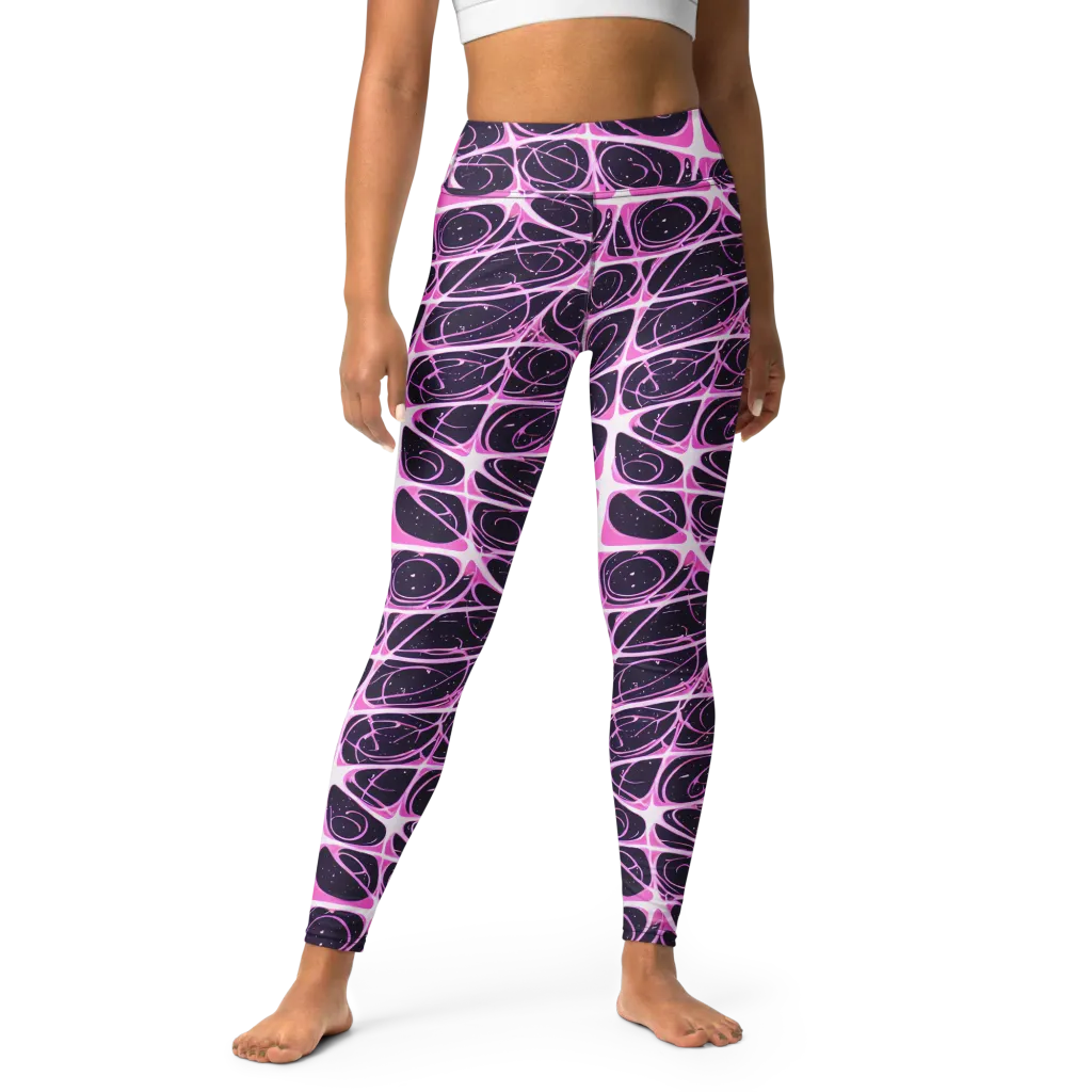 Pink Nebula on Yoga Leggings — Front