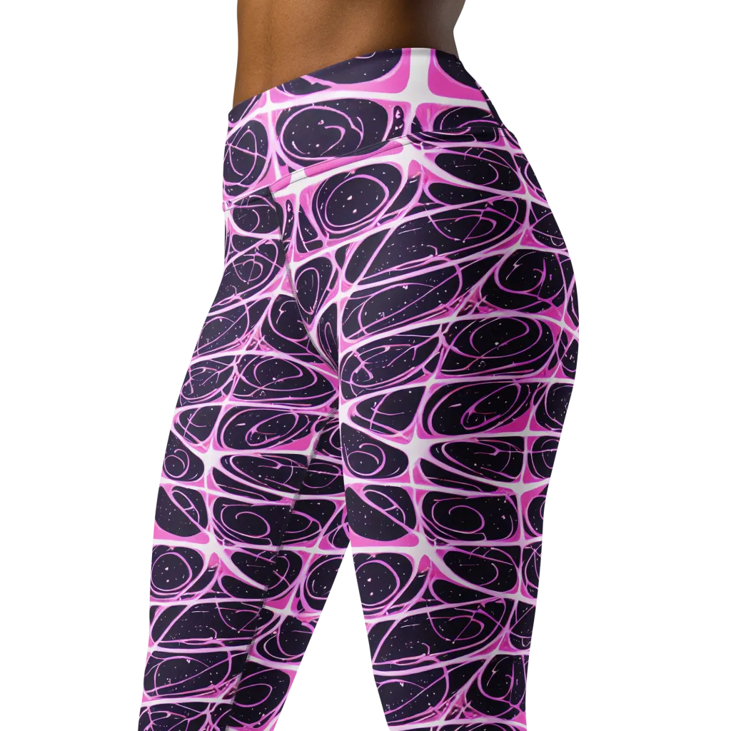 Pink Nebula on Yoga Leggings — Left Front