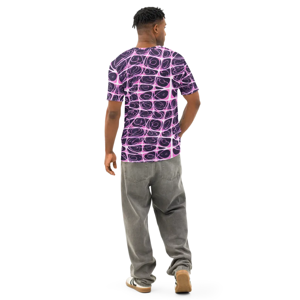 Pink Nebula on Men's Cotton Crew Neck T-Shirt — Back