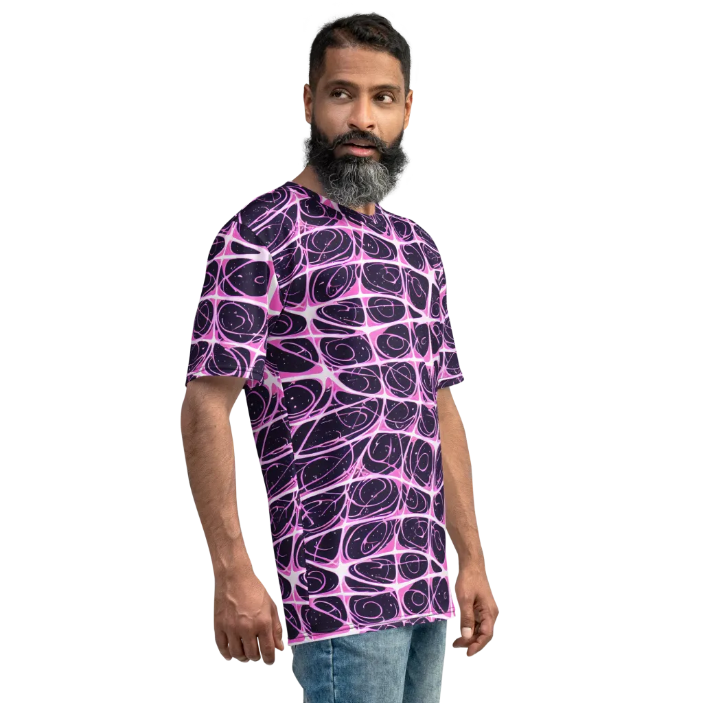 Pink Nebula on Men's Crew Neck T-Shirt — Right