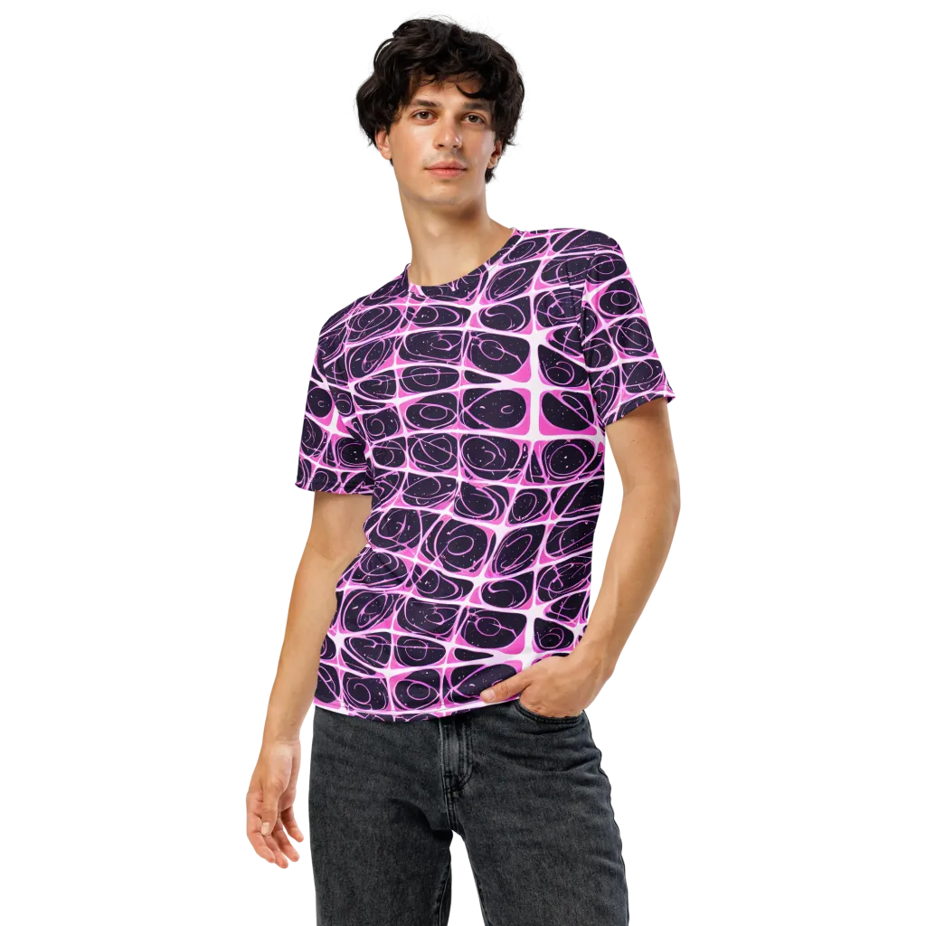 Pink Nebula on Men's Crew Neck T-Shirt — Front