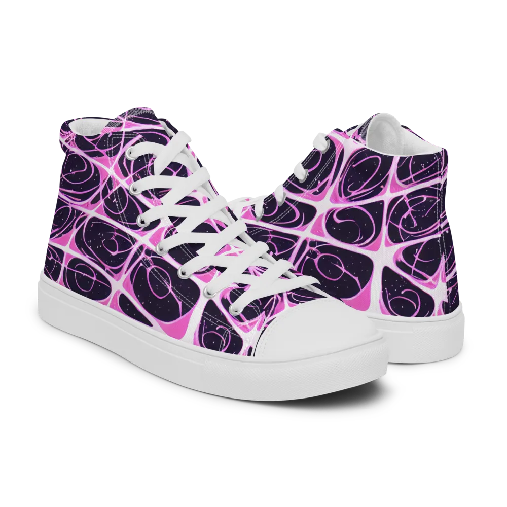 Pink Nebula on Men's High Top Canvas Shoes — Right