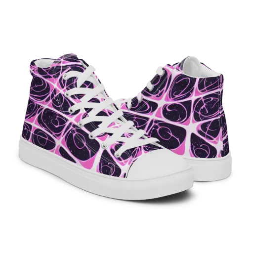 Pink Nebula on a Men's High Top Canvas Shoes