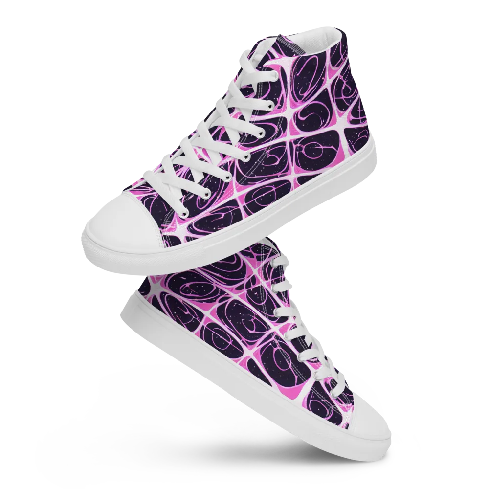 Pink Nebula on Men's High Top Canvas Shoes — Front