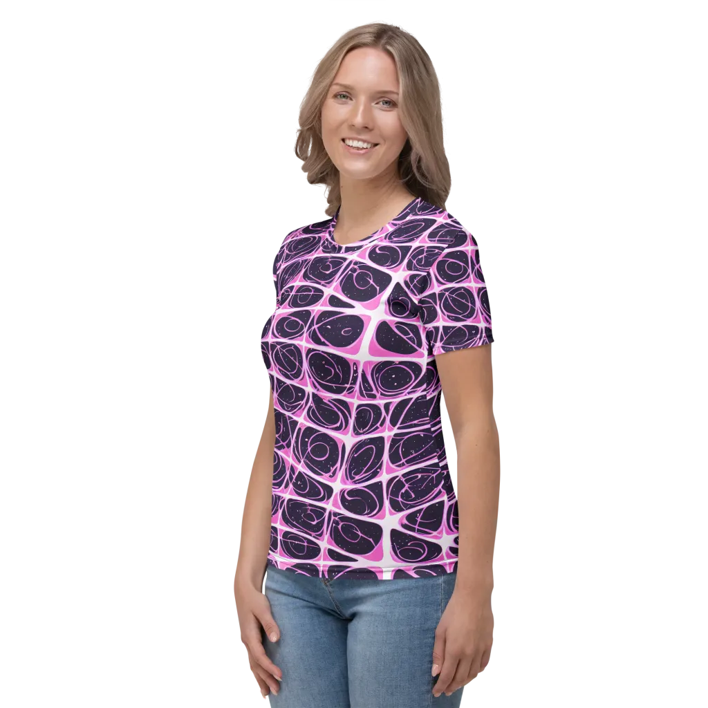 Pink Nebula on Women's Crew Neck T-Shirt — Left