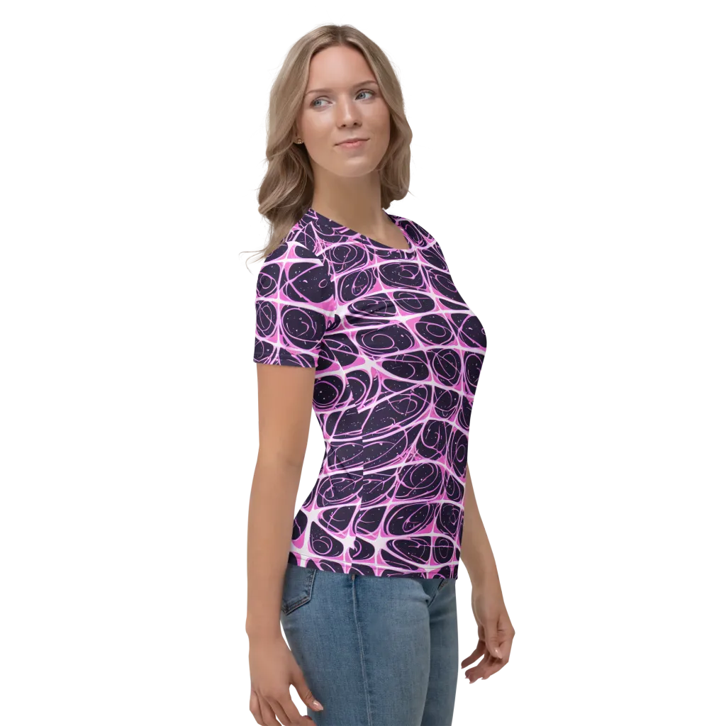 Pink Nebula on Women's Crew Neck T-Shirt — Right