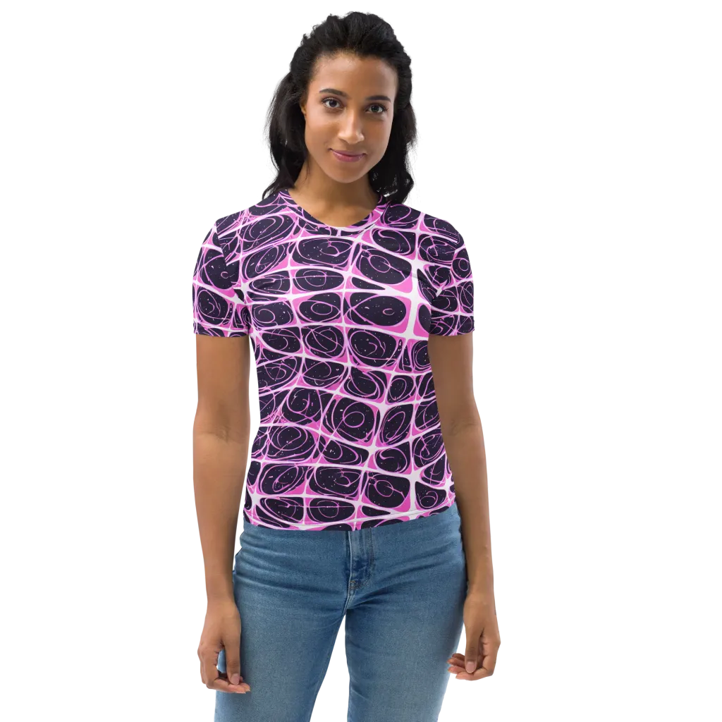 Pink Nebula on Women's Crew Neck T-Shirt — Front