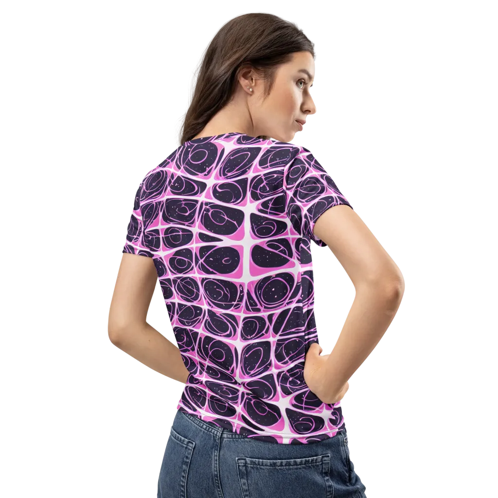 Pink Nebula on Women's Crew Neck T-Shirt — Back