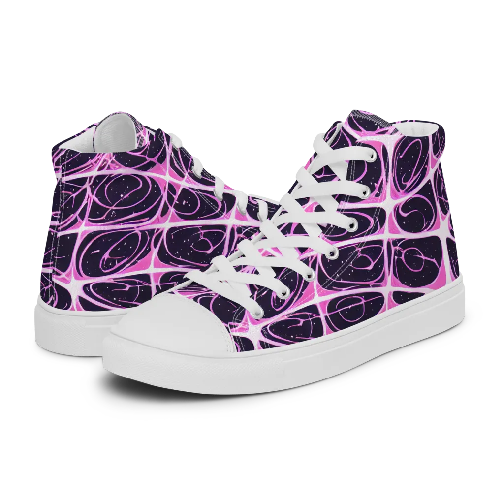 Pink Nebula on Women's High Top Canvas Shoes — Left