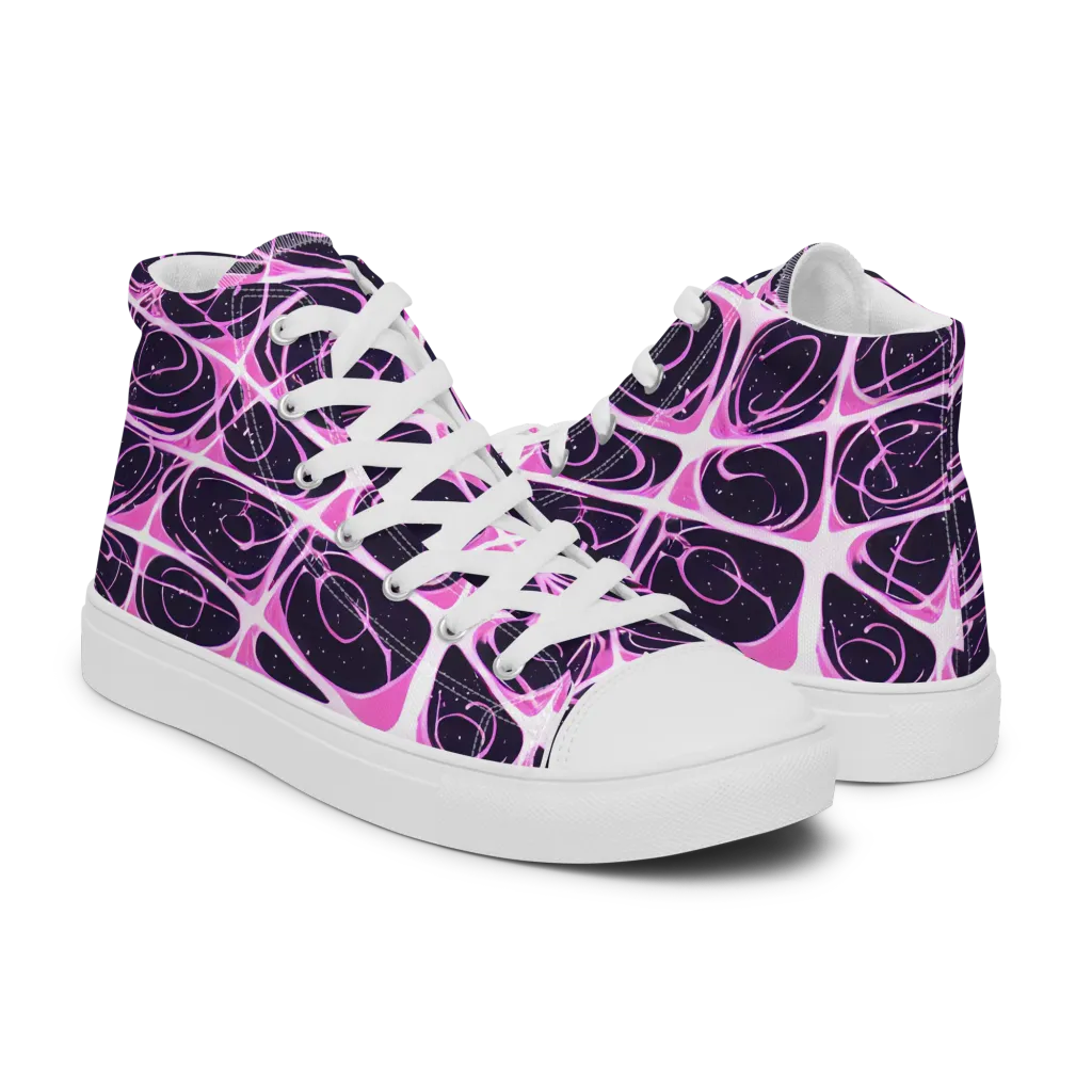 Pink Nebula on Women's High Top Canvas Shoes — Right