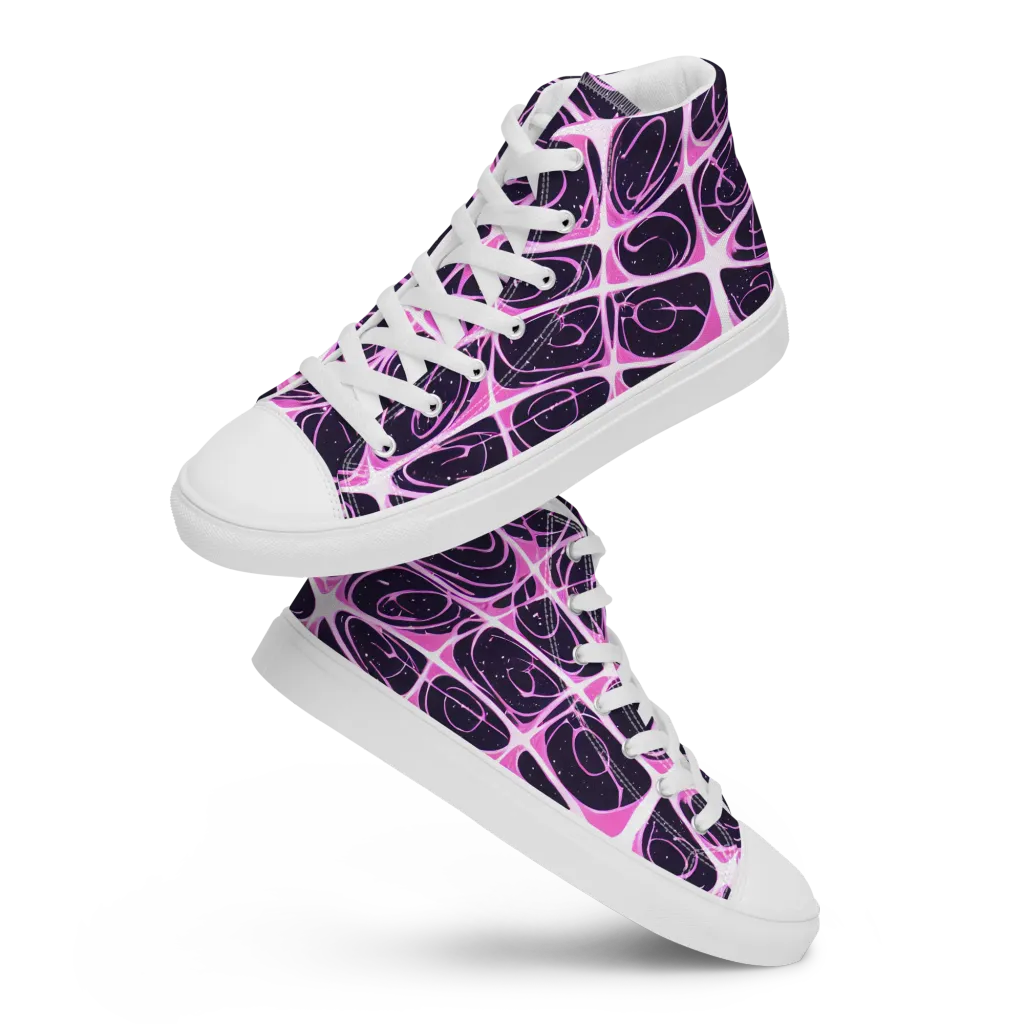 Pink Nebula on Women's High Top Canvas Shoes — Front
