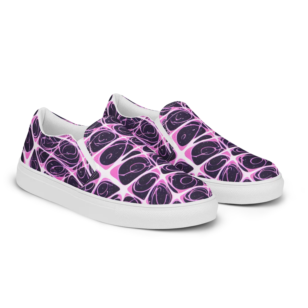 Pink Nebula on Men's Slip-On Canvas Shoes — Right Front