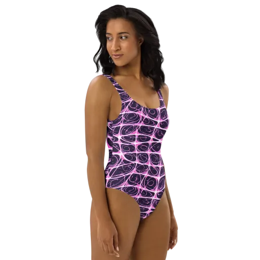 Pink Nebula on a One-Piece Swimsuit