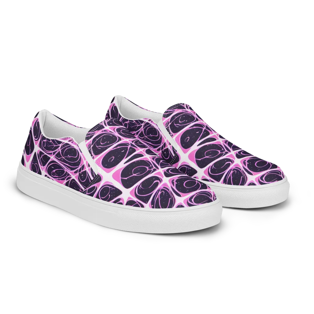 Pink Nebula on Women's Slip-On Canvas Shoes — Right Front
