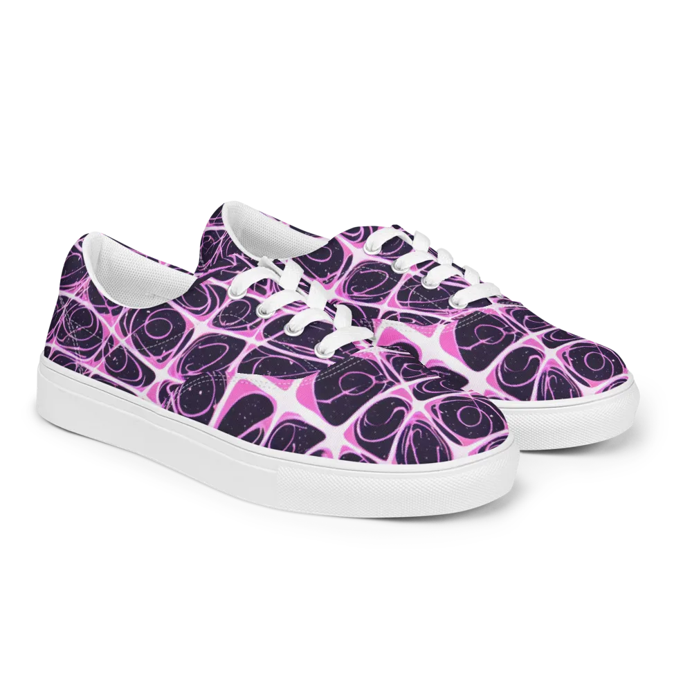 Pink Nebula on Men's Lace-Up Canvas Shoes — Right Front