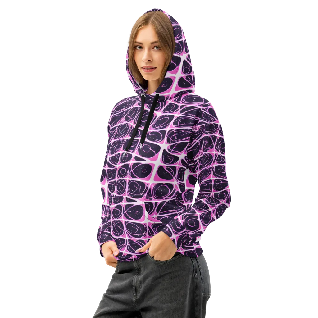 Pink Nebula on Cotton Hoodie — Left Front