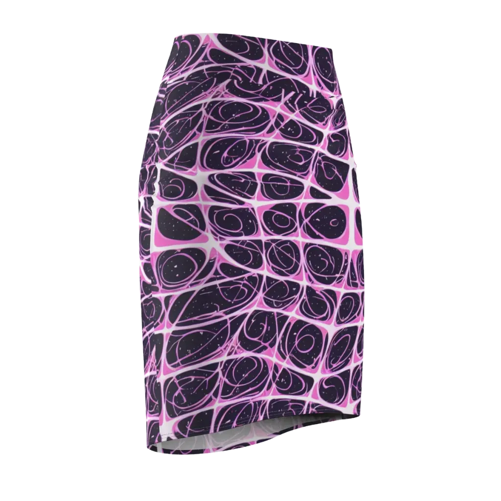 Pink Nebula on Pencil Skirt — Front Side